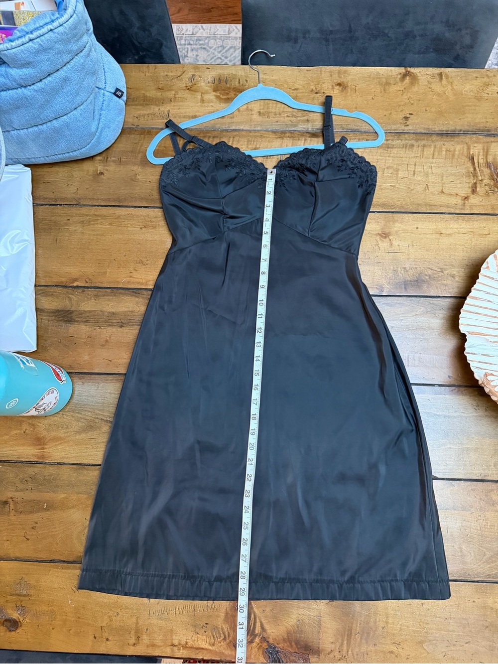 Vintage Black Side Zip Slip Dress (see measurements) - Picture 2 of 10